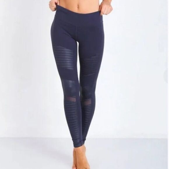 ALO YOGA High Waist Moto Leggings Blue Size Small - Picture 1 of 8